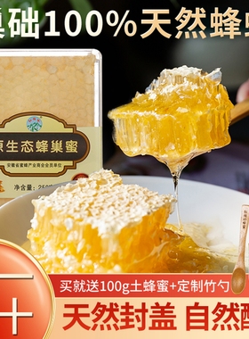 红梅岭天然原蜜蜂巢蜜嚼着吃礼品盒蜂窝蜜老巢土蜂蜜野生荆条格子