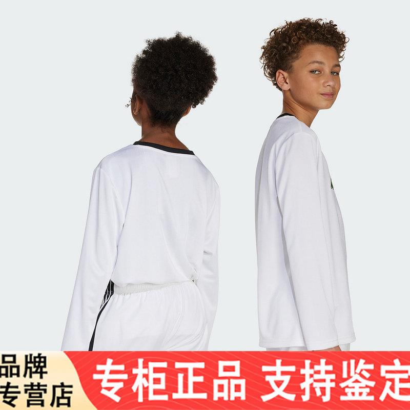 adidas阿迪达斯三叶草男女大童装T恤2025秋宽松长袖上衣 JV8662
