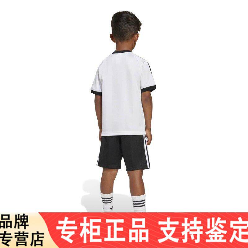 adidas阿迪达斯三叶草2026夏男小童运动V领短袖T恤短裤套装KD3317
