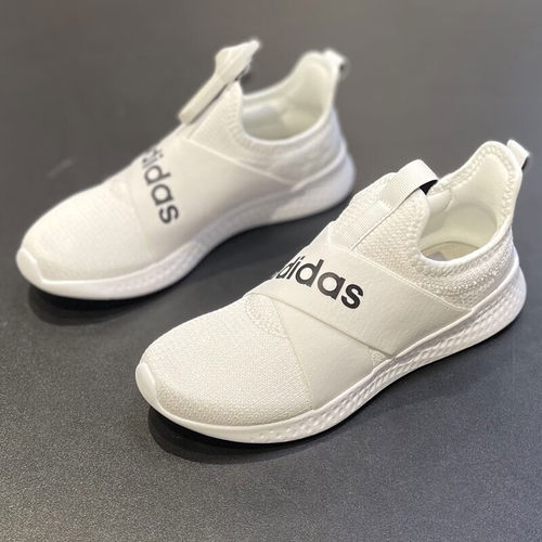 Adidas女鞋夏季新款轻便一脚蹬透气健步鞋网面白色懒人鞋FX7325