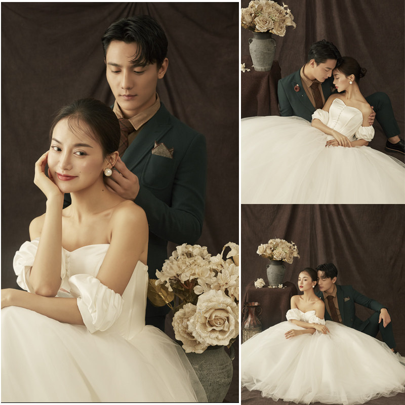 2021新款简约情侣婚纱照客样图放大纯色背景样片yp03