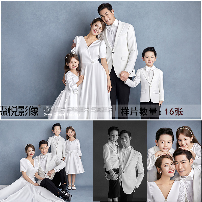 影楼室内全家福亲子照家庭照样片样照16张s571