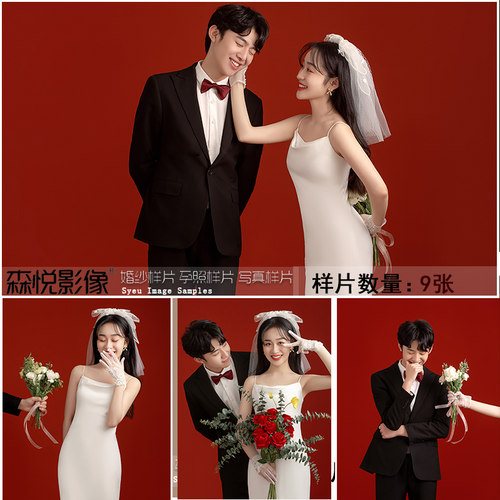 2023影楼展会红色红底主题婚纱照情侣照样片样版S777