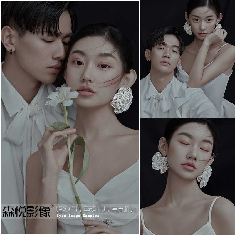 室内高端婚纱样片展会情侣婚纱照放大客样室内纯色单色样片yp119