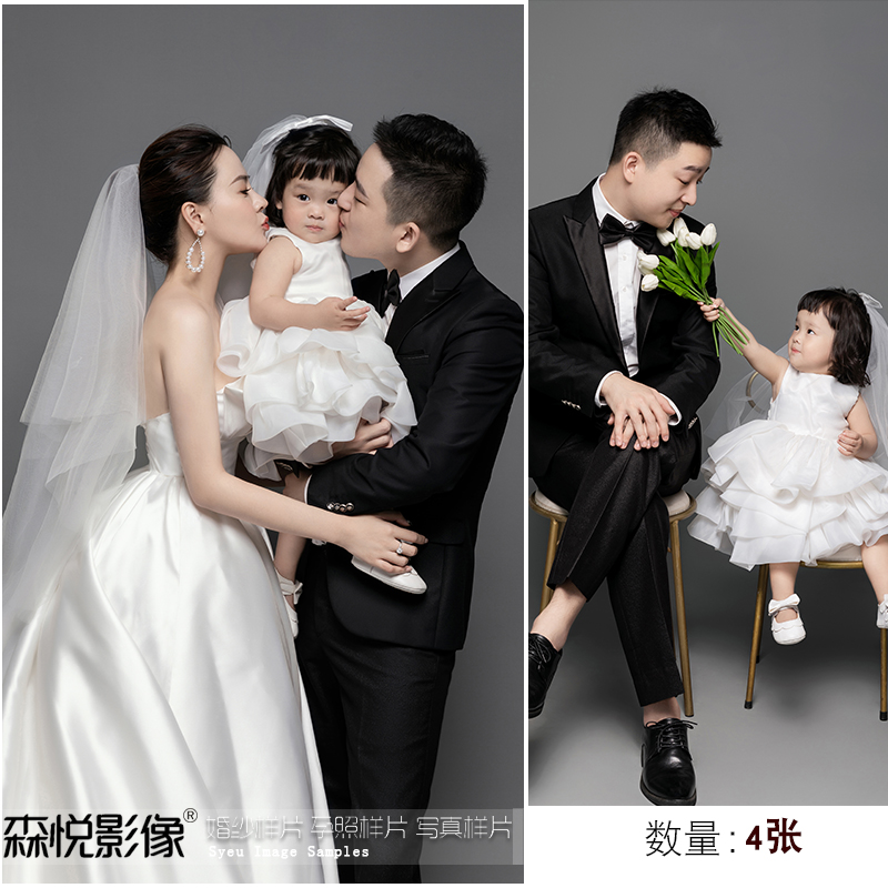 全家福亲子家庭照样片新影楼工作室高端室内纯色放大图4张S270