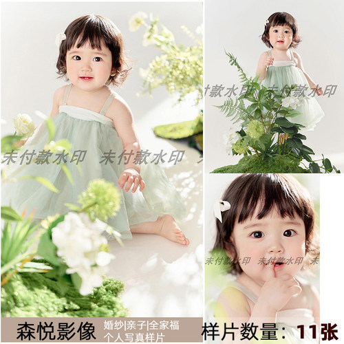 影楼儿童森系内景主题女孩写真样片宝宝照样片样照f2087