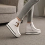 Booties nữ 2019 mùa thu mới tăng giá trong Martin bốt nêm đơn giản bốt da đế bằng da muffin bốt nữ - Giày ống giày boot nữ cổ cao hàng hiệu