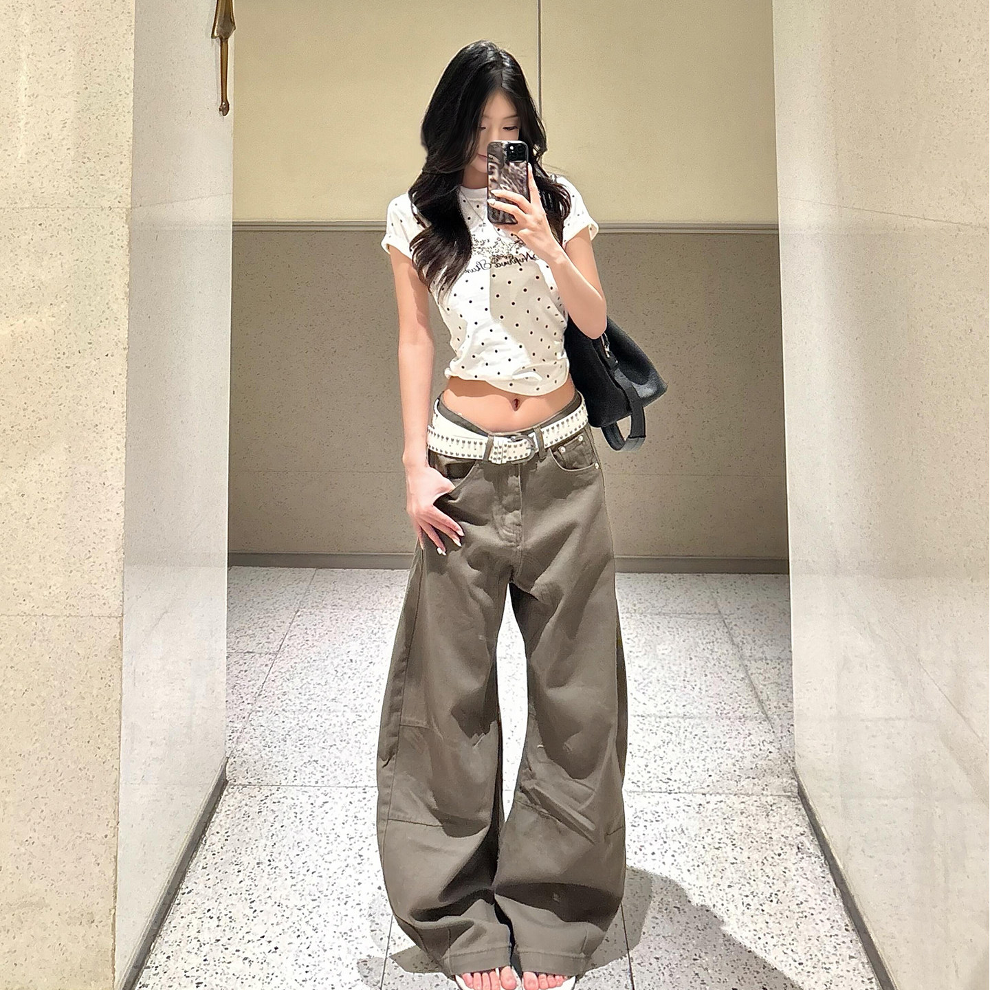美式复古简约高街弯刀牛仔裤夏季女廓形宽松显瘦长裤潮休闲阔腿裤