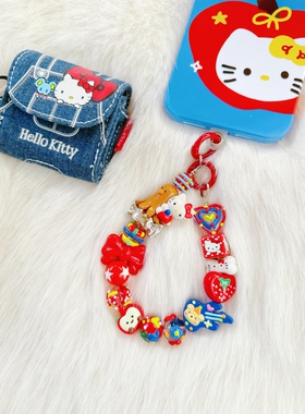 Kitty原创可爱八爪鱼hello卡通手机壳链条手绘串珠CCD相机包挂件