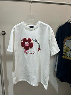 赔钱清仓 2026春季新款立体小蛇刺绣花朵宽松短袖T恤女洋气上衣