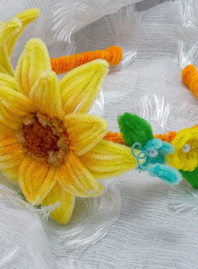 向日葵主题扭扭棒发箍diy手工材料幼儿园制作玩具益智手工编织