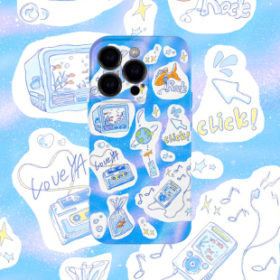 y2k小清新金鱼蓝色手机壳适用iPhone17promax苹果16菲林13简约14小米15硬华为mate70荣耀P80红米vivo一加oppo