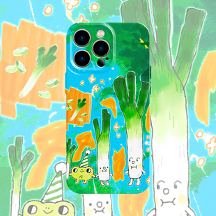 绿色大葱青蛙手机壳适用iPhone17promax苹果16菲林14一加13小米15小清新oppo华为mate70荣耀P80红米vivox200s