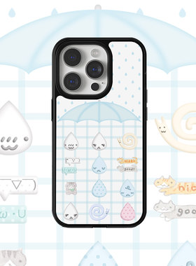 适用iPhone17promax苹果16手机壳15雨伞14黑边13磨砂11华为mate70荣耀P890小米vivox300手账风opporeno12下雨