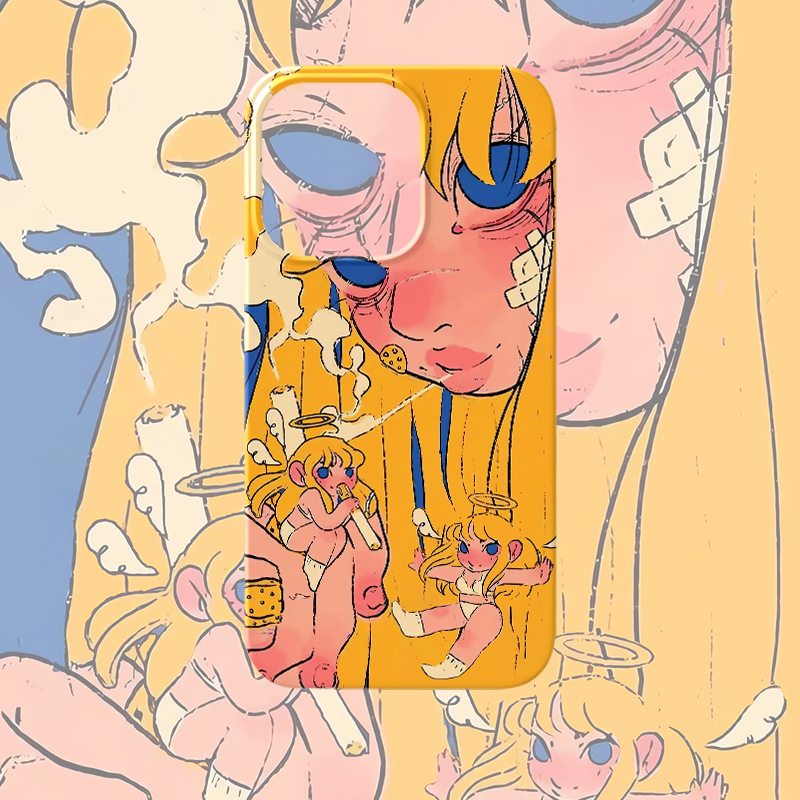 甜酷天使插画手机壳适用iPhone17promax苹果16菲林13少女14硬15华为mate60荣耀P80小米vivox200红米k80一加12,3C数码配件,手机保护套/壳,淘宝优惠券,粉丝福利购,淘宝优惠卷