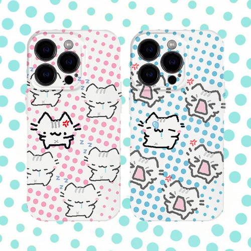 可爱波点小猫情侣菲林手机壳