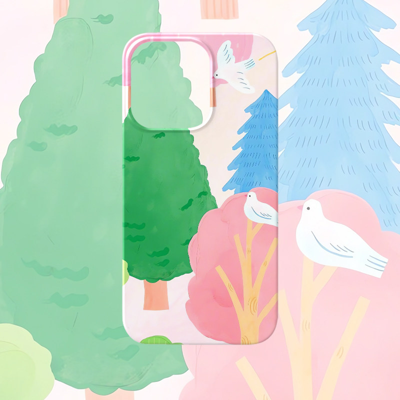 森林小鸟彩绘手机壳适用iPhone17promax苹果16菲林13卡通14硬15华为mate70荣耀P80小米vivox200红米k80一加12,3C数码配件,手机保护套/壳,淘宝优惠券,粉丝福利购,淘宝优惠卷