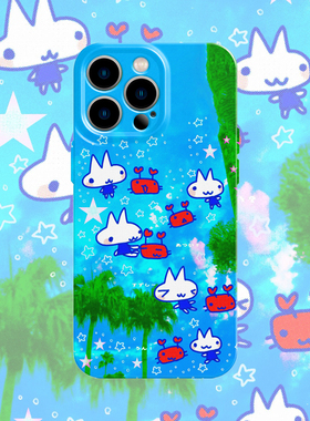 y2k千禧兔子手机壳适用iPhone17promax苹果16菲林14一加13小米15蓝色oppo华为mate70荣耀Pura80红米vivox200s