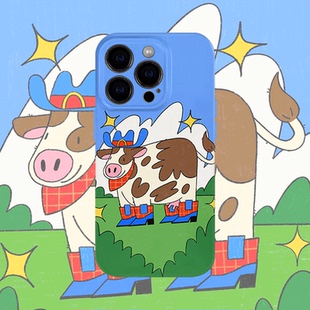 y2k可爱牛仔奶牛手机壳适用iPhone17promax苹果16菲林13小清新14小米15硬oppo华为mate70荣耀P80红米vivox200