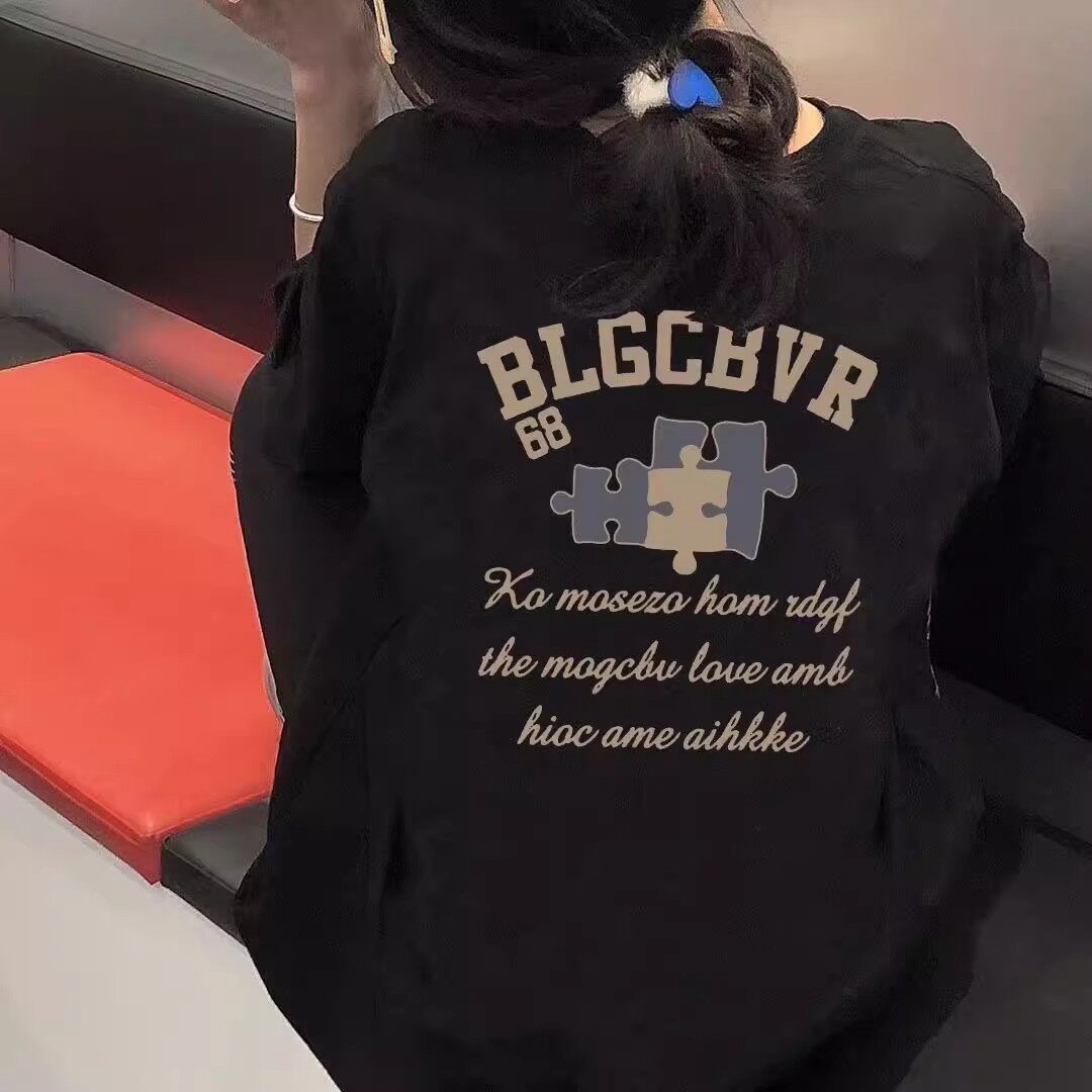 短袖休闲重磅印花纯棉女
