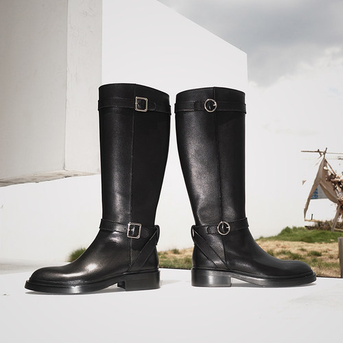 BIUCILI显腿直高筒骑士靴