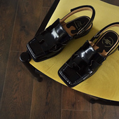 单鞋 BIUCILI原创「拼图」系列小众后空乐福包头凉鞋 断码 福利