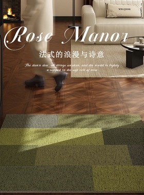 法式复古绿色丝圈地垫耐脏入户门地垫进门玄关脚垫门外防滑地垫