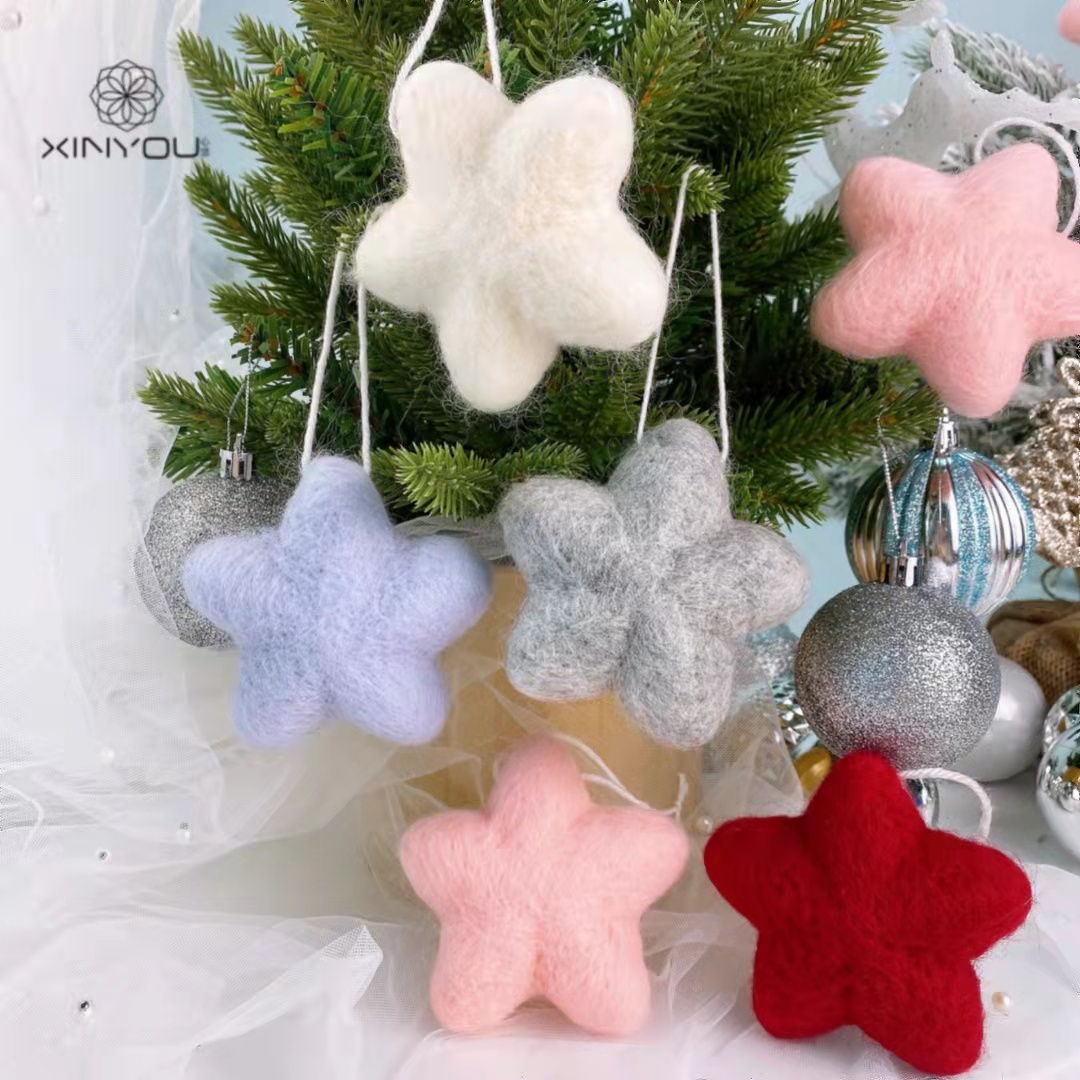 圣诞树五角星羊毛毡DIY配件