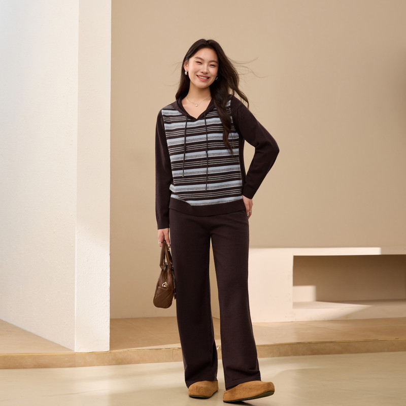 【舒适慵懒套装】纤莉秀大码女装简约气质两件套胖mm2025冬装新款