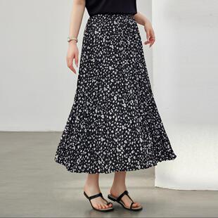 【时髦豹纹气质垂感百搭半身裙】纤莉秀大码女装胖mm2025夏装新款