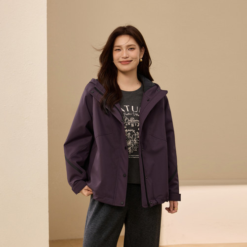 【简约连帽保暖棉服】纤莉秀大码女装时髦百搭外套胖mm2025冬新款