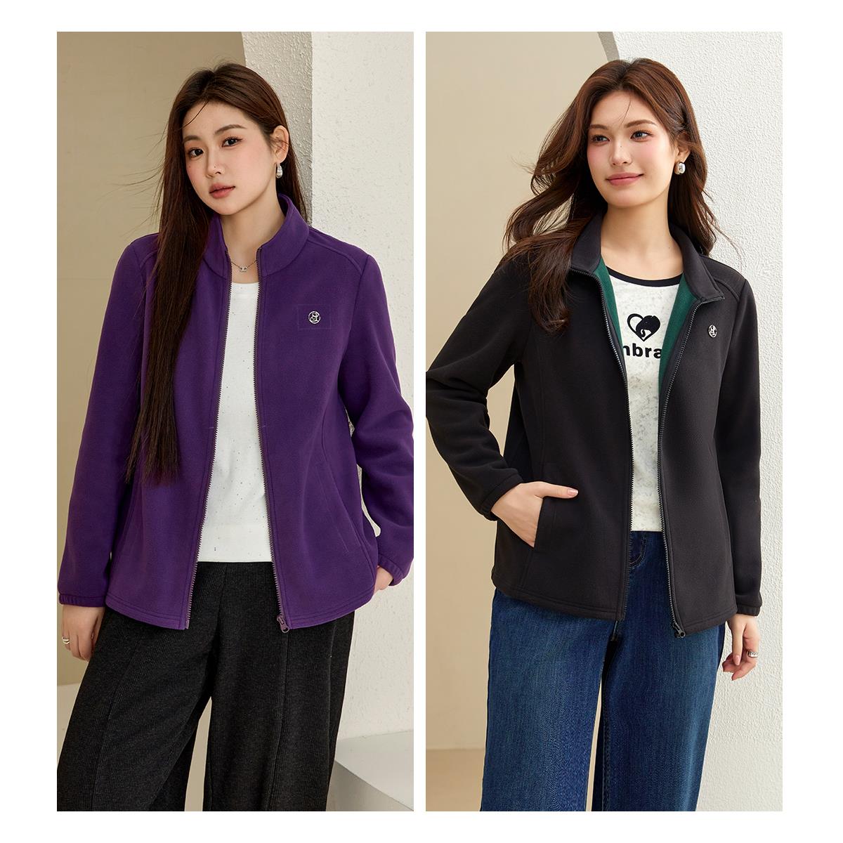 个性时尚立领顺滑拉链设计双侧