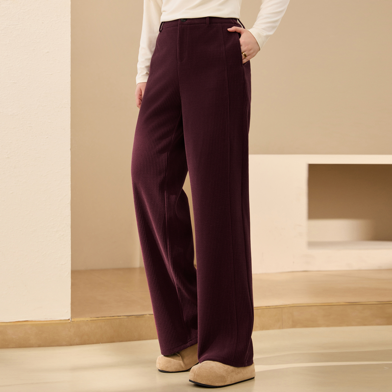 【慵懒舒适裤子】纤莉秀大码女装织带设计休闲裤胖mm2025冬装新款