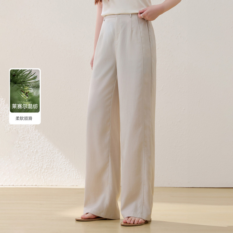 【100莱赛尔】垂感显瘦休闲直筒裤西裤纤莉秀大码女装胖mm夏新款