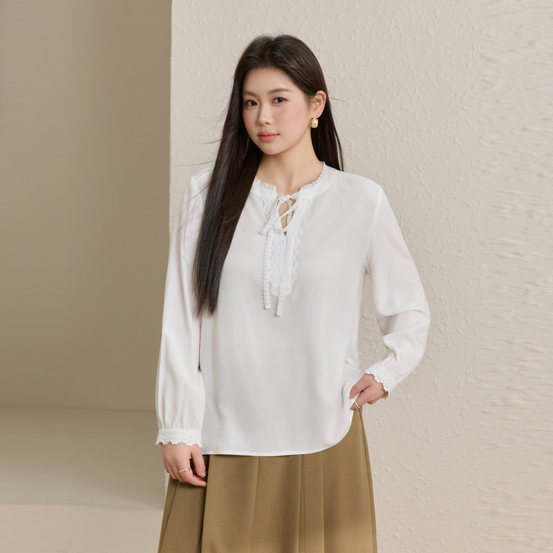 【甜美减龄小V领衬衫】纤莉秀大码女装法式优雅上衣胖mm夏装新款