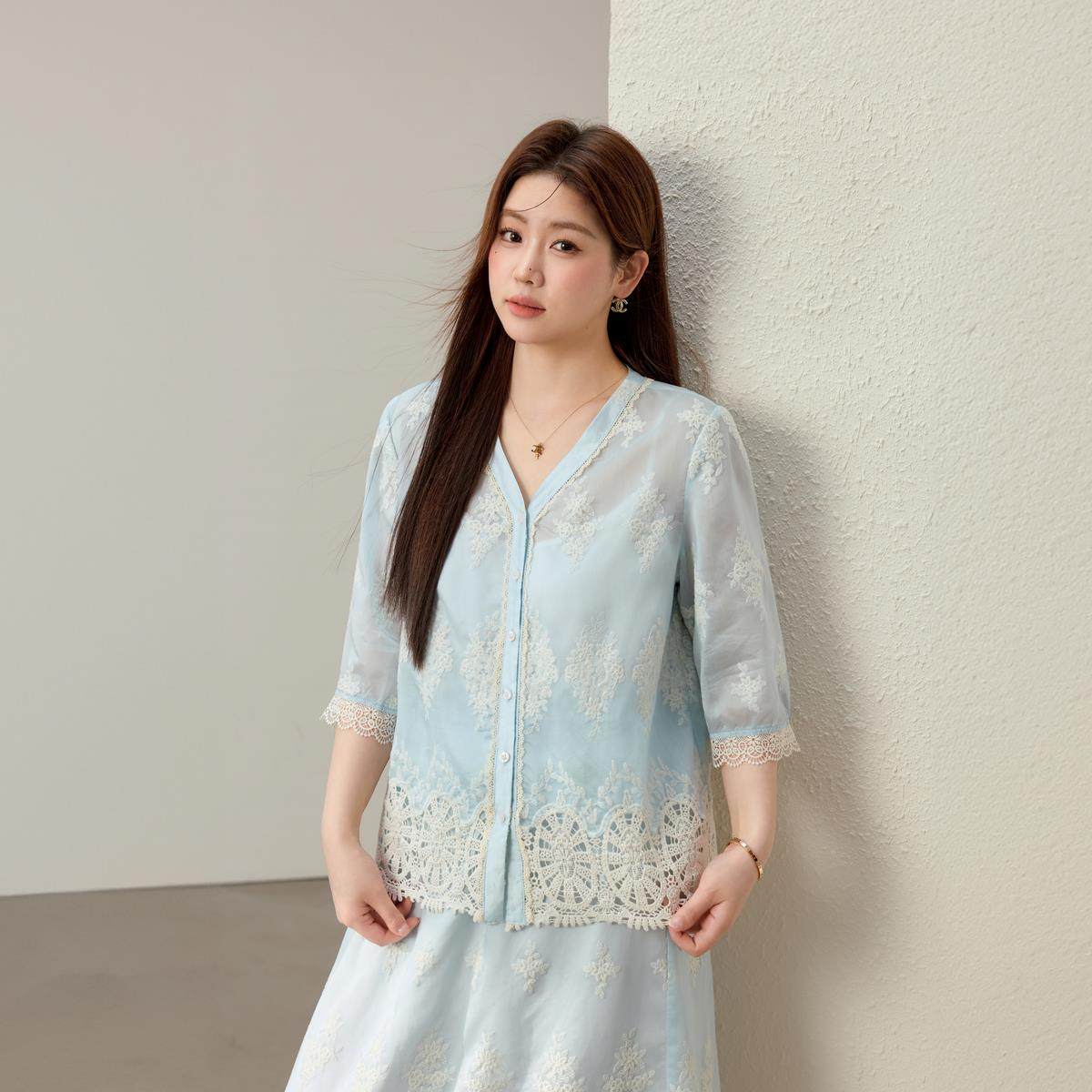 【温柔洋气舒适莱赛尔两件套装】纤莉秀大码女装胖mm2025夏装新款