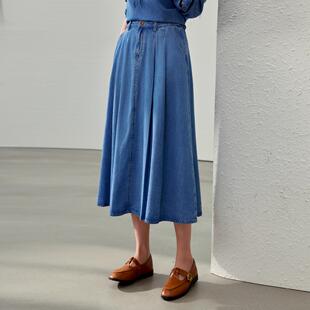 【清新盐系遮肉显瘦牛仔半身裙】纤莉秀大码女装胖mm2025春装新款