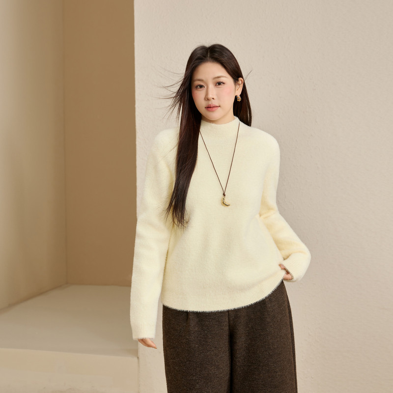 【云朵慕斯】软糯仿水貂半高领毛衣纤莉秀大码女装胖mm2025冬新款