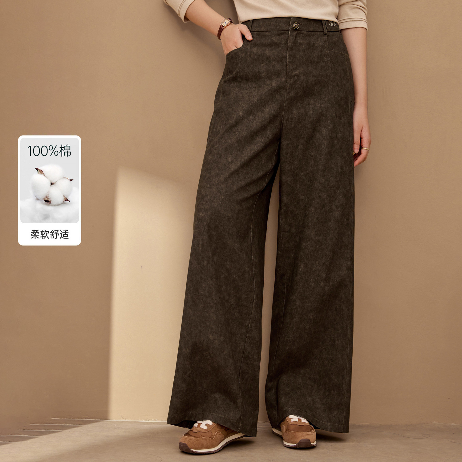 【100棉】宽松慵懒显瘦百搭裤子纤莉秀大码女装胖mm2026夏季新款