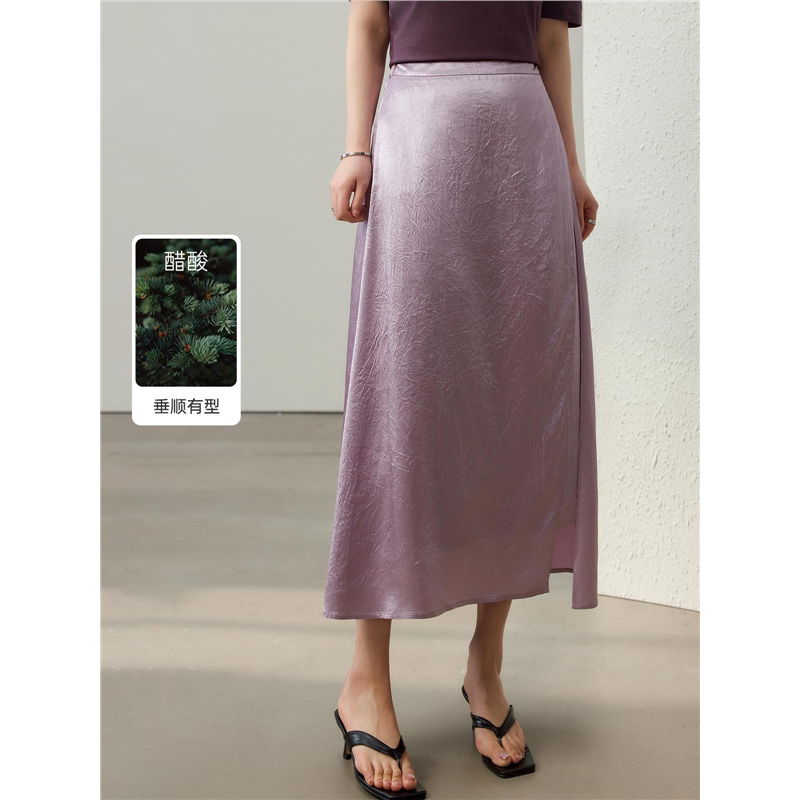 【时尚褶皱肌理垂感醋酸半身裙】纤莉秀大码女装胖mm2025夏装新款
