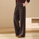 复古格子裤 纤莉秀大码 女装 舒适松紧腰百搭裤 子胖mm2025冬新款