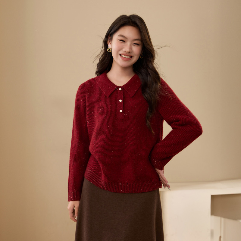 【翻领花纱软糯毛衣】纤莉秀大码女装时髦洋气减龄上衣胖mm冬新款,女装/女士精品,大码内搭,淘宝优惠券,粉丝福利购,淘宝优惠卷