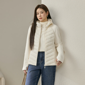 设计感拼接连帽轻薄羽绒服胖mm冬新款 女装 90%鸭绒 纤莉秀大码