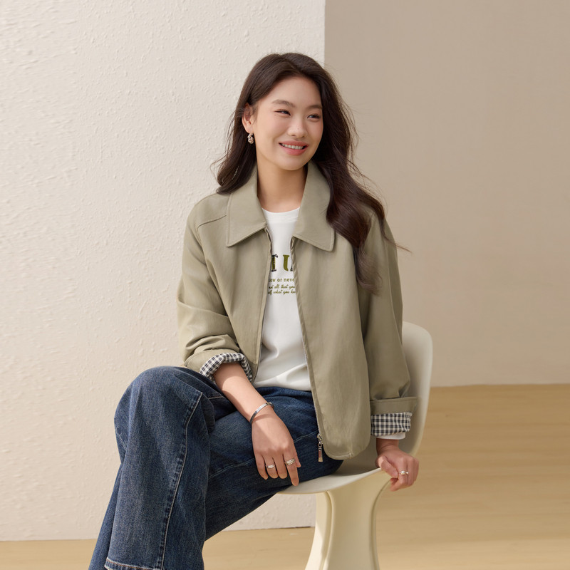 【机车风PU皮外套】纤莉秀大码女装潮流翻领夹克衫胖mm2026春新款