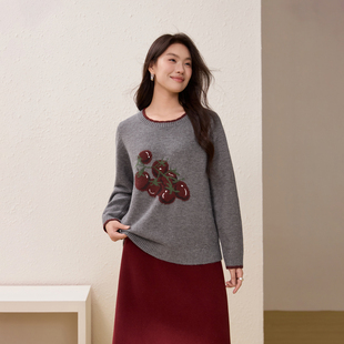 韩系上衣胖mm2025冬装 女装 纤莉秀大码 新款 甜美风优雅百搭毛衣