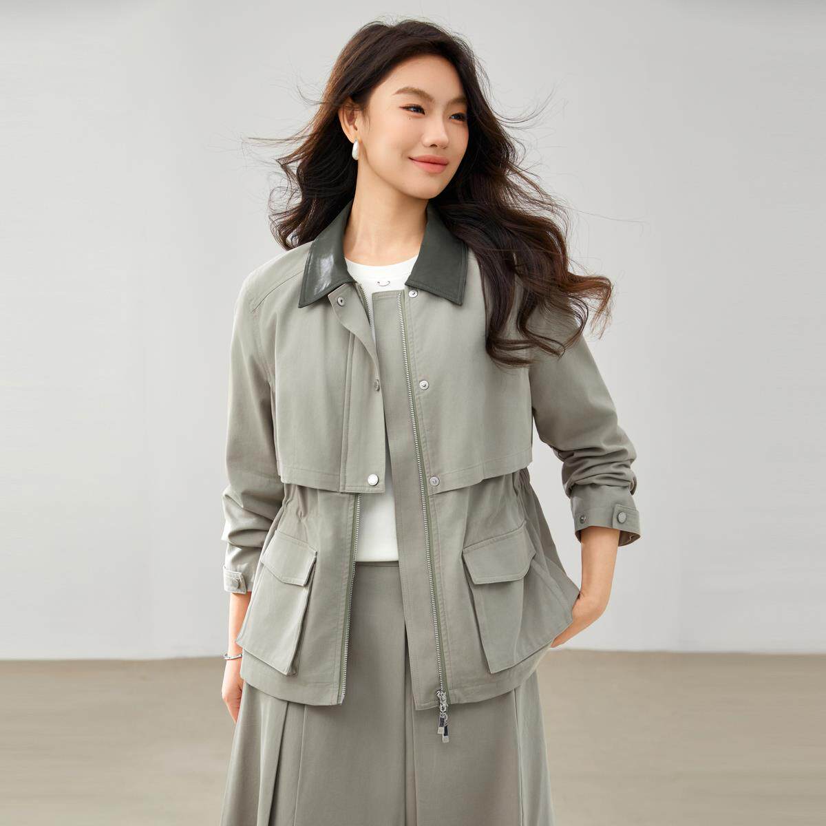 【个性街头风潮流小众两件套装】纤莉秀大码女装胖mm2025春装新款