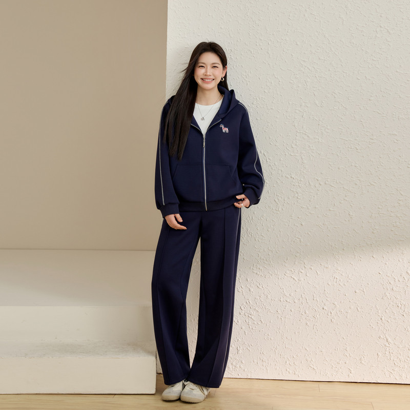 【慵懒卫衣套装】松弛感舒适两件套纤莉秀大码女装胖mm2026春新款