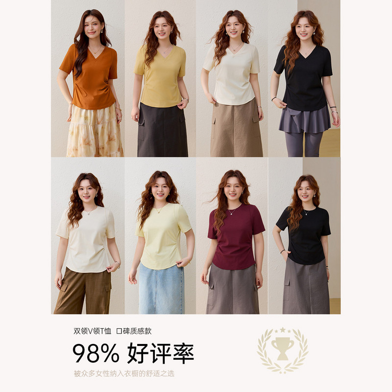 【休闲工装风套装】纤莉秀大码女装简约免搭配两件套胖mm春装新款