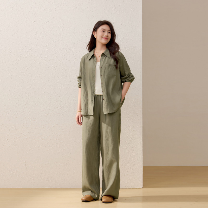 【轻盈透气莱赛尔套装】纤莉秀大码女装慵懒宽松两件套胖mm春装款