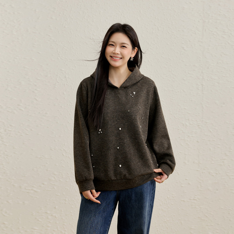 【设计感钉钻宽松卫衣】纤莉秀大码女装时髦显瘦上衣胖mm春装新款,女装/女士精品,大码内搭,淘宝优惠券,粉丝福利购,淘宝优惠卷